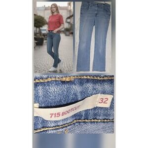 LEVI'S 715 Bootcut Jeans Women's Acid Wash Stretch Denim Size 32W 30L
